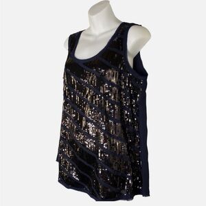 Loft Women's Blue Sequin Top (Box B)